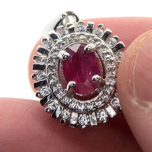 Winza Ruby 1.40ct White Gold Finish Solid 925 Sterling Silver Pendant